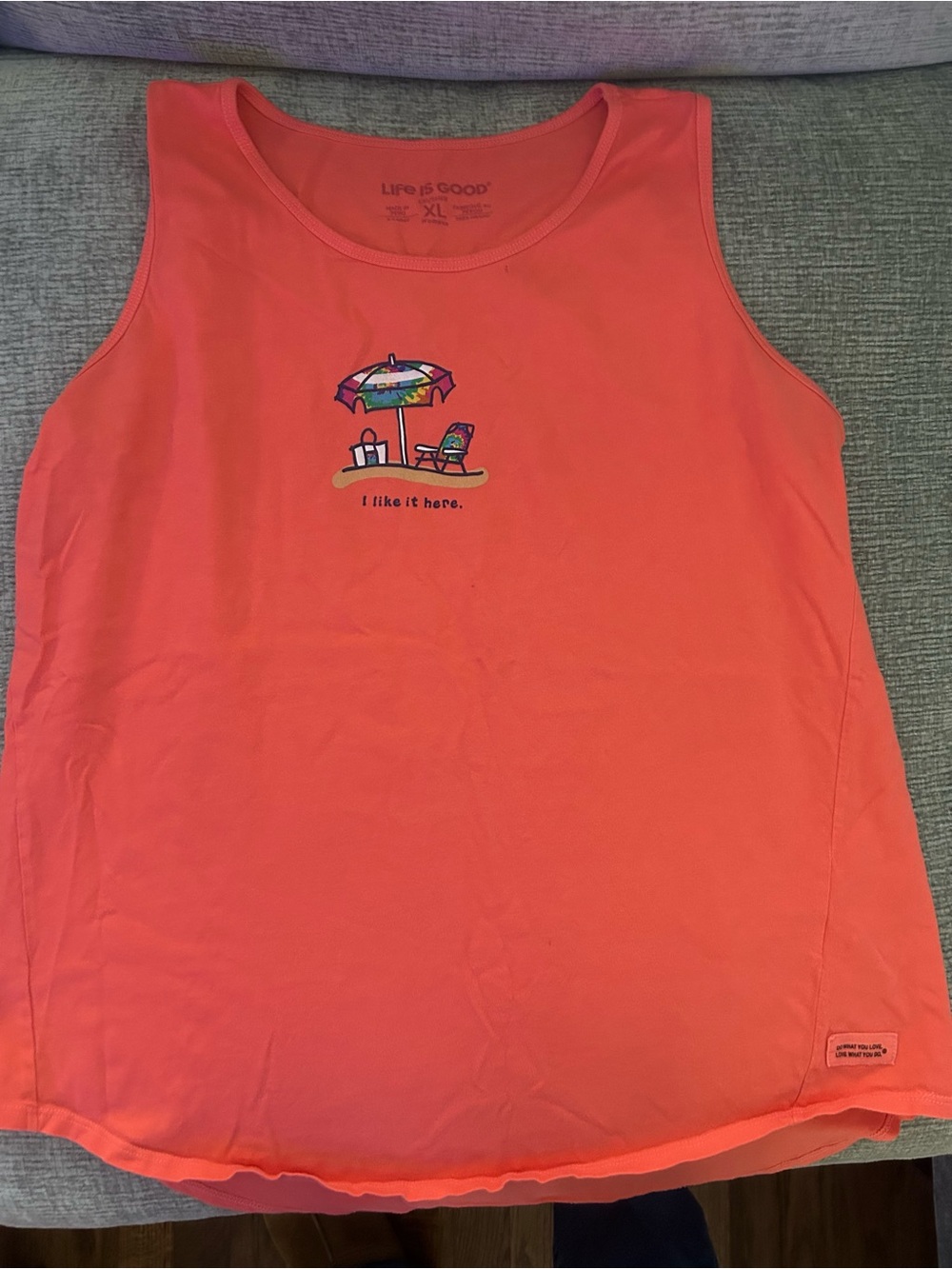 Life Is Good Coral Women's Tank Top with Logo Neckprint